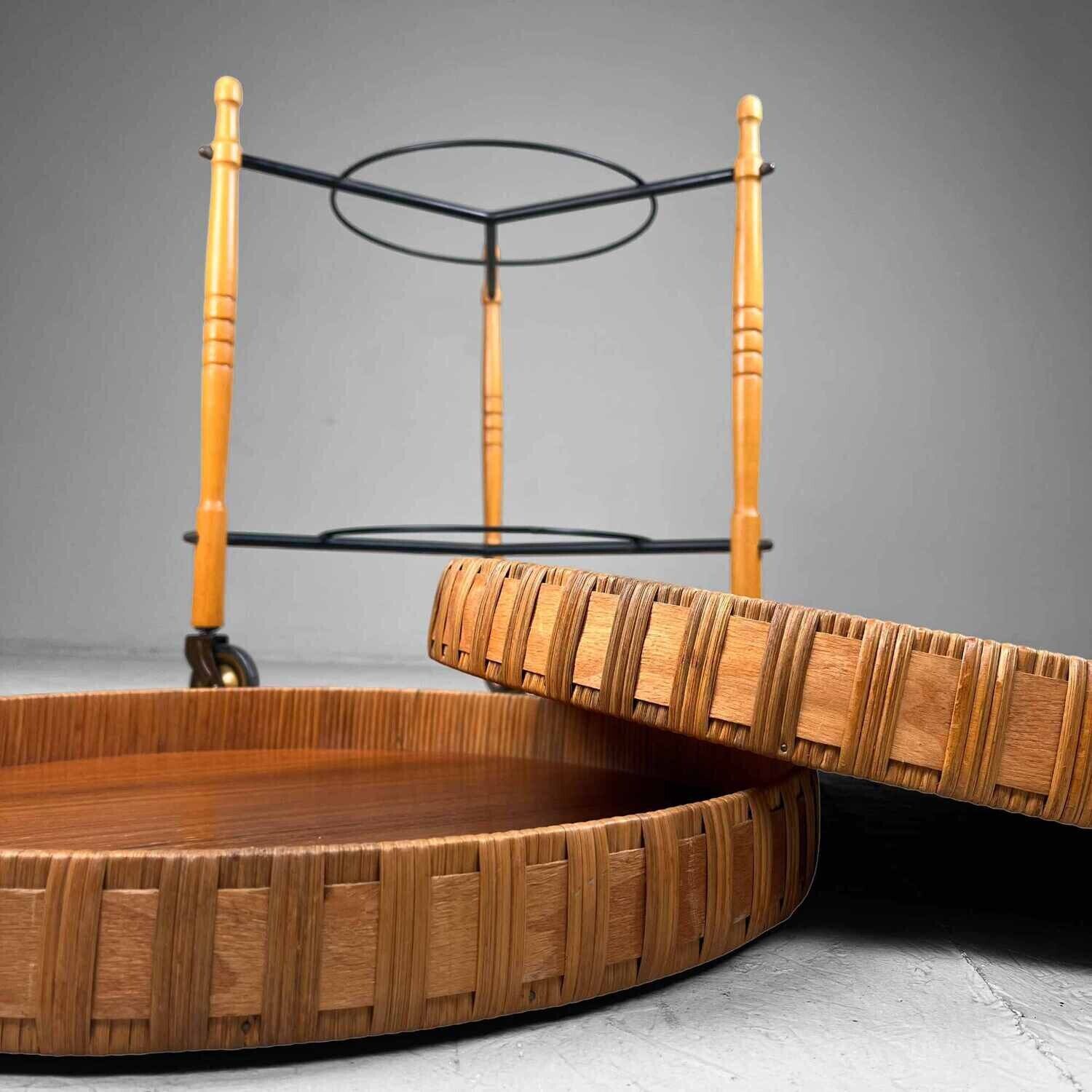 Mid-century wooden bar trolley