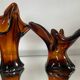 Duo de vases vintage en pâte de verre ambré