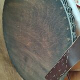 Old rattan mirror with leather strap