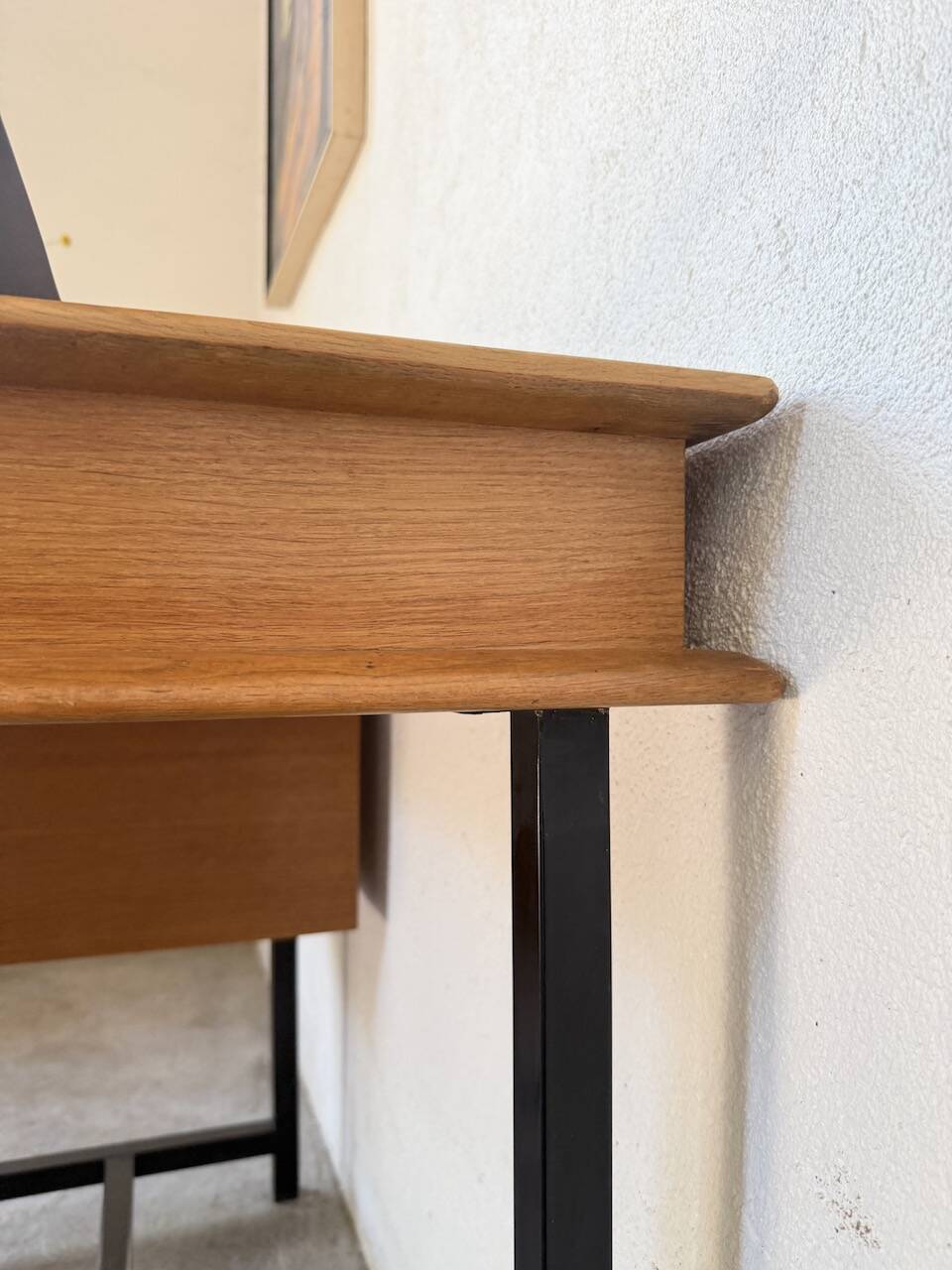 Modernist 50s oak metal desk