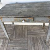 Side table in painted wood aged and patinated by time