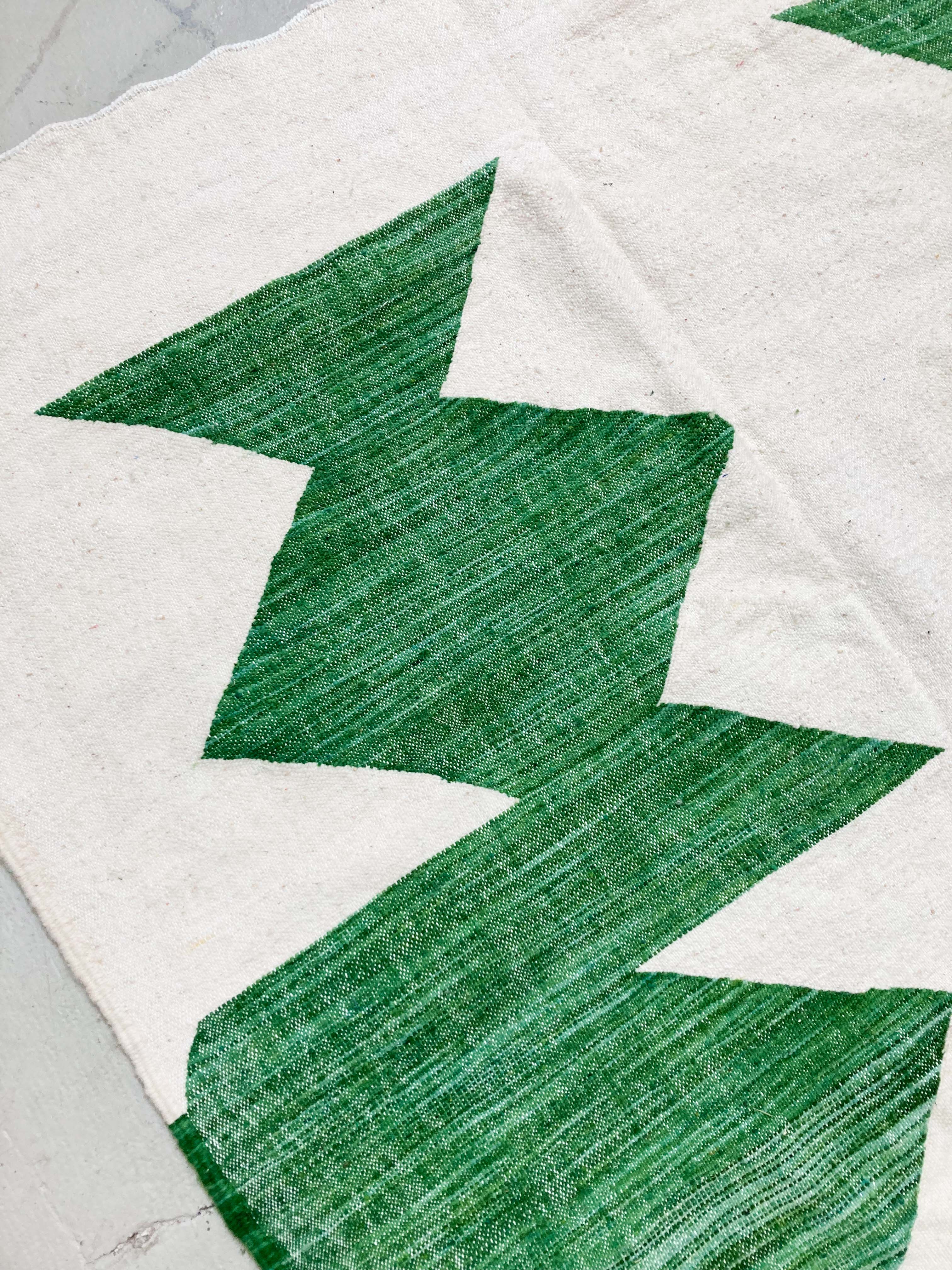 Kilim Moroccan Berber ecru with green patterns 250x142cm