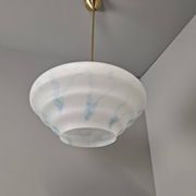 Napako Midcentury Modern Pendant Lamp in Opaline Glass and Brass, Czechoslovakia