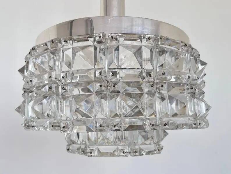 Midcentury Glass Chandelier by Kinkeldey, Germany, 1970s