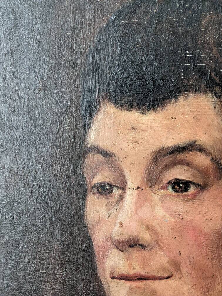 Oil on wood old portrait decoration antique countryside baroque molded