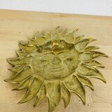 Vintage solid brass sun wall sculpture
