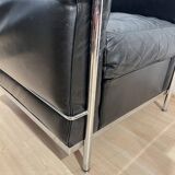 Black Leather LC2 Club Chair with Chromed Frame by Le Corbusier for Cassina, 1965