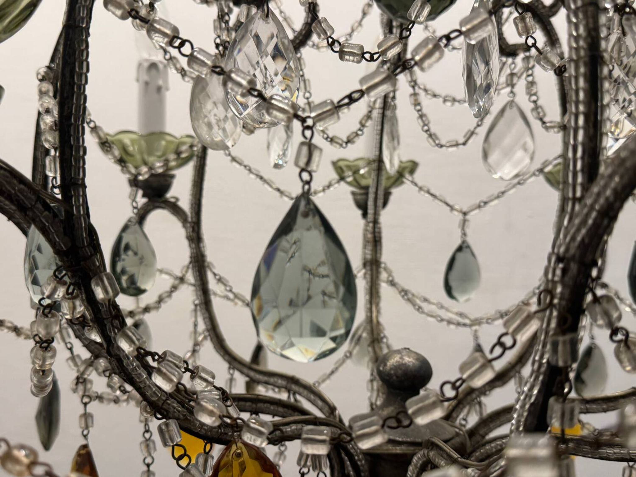 Grand lustre en cristal multicolore des années 1950