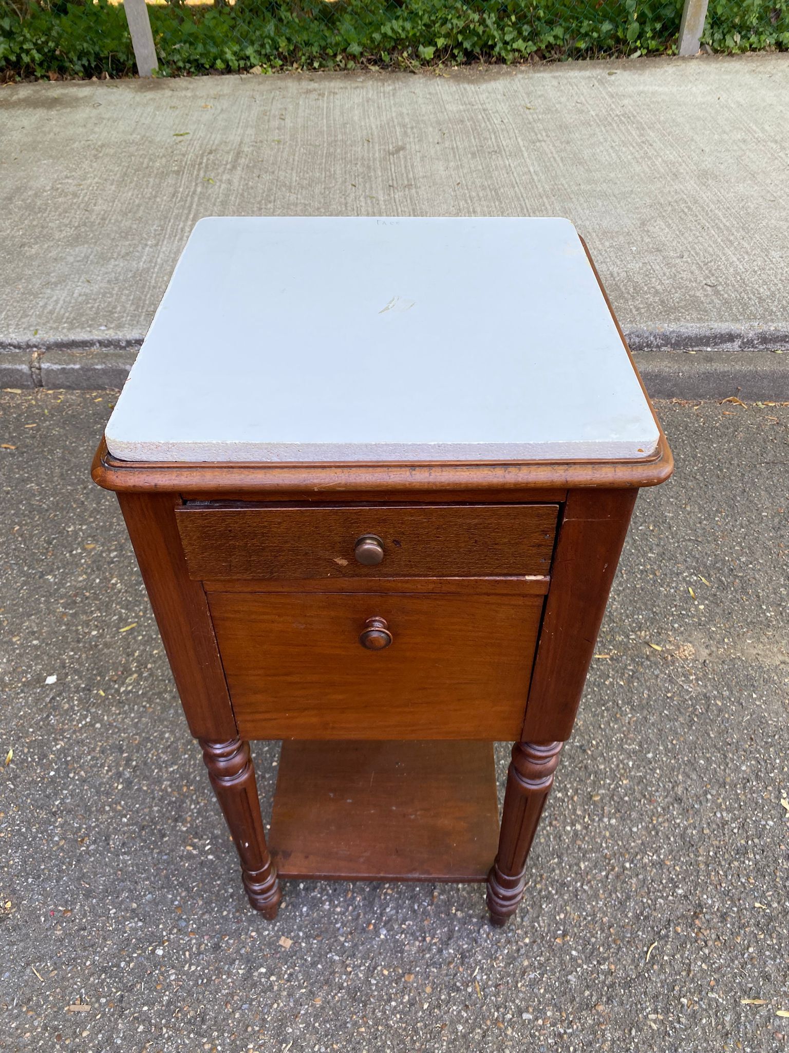 19th-century solid wood Henri II bedside table