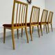 Set of 4 chairs in solid beech and vintage orange fabric, 70s design