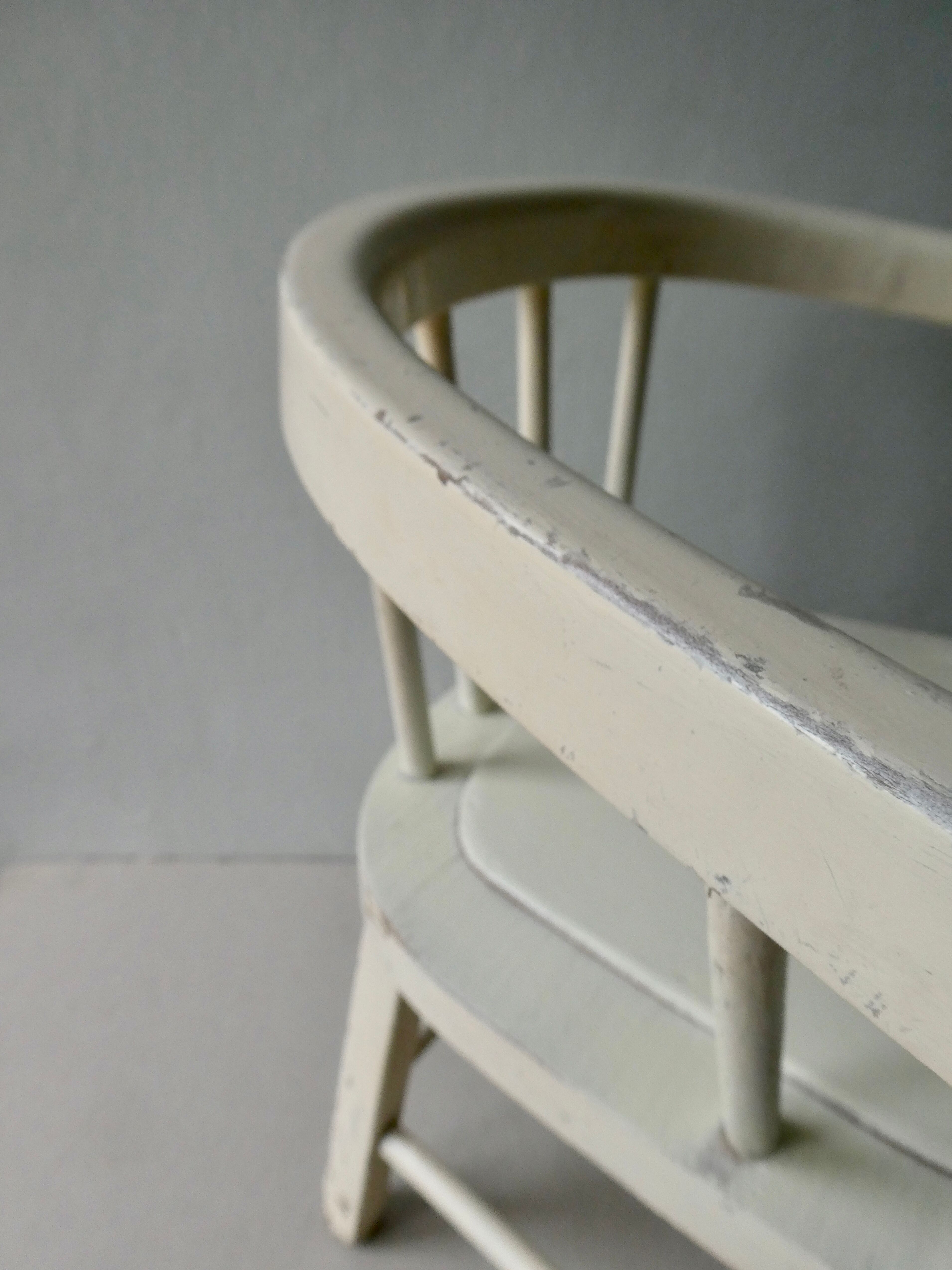 Wooden children's chair, white patina, 60s