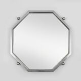 Art Deco octangular mirror in nickeled copper, France ca. 1920