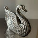 Vintage swan letter holder in silver metal