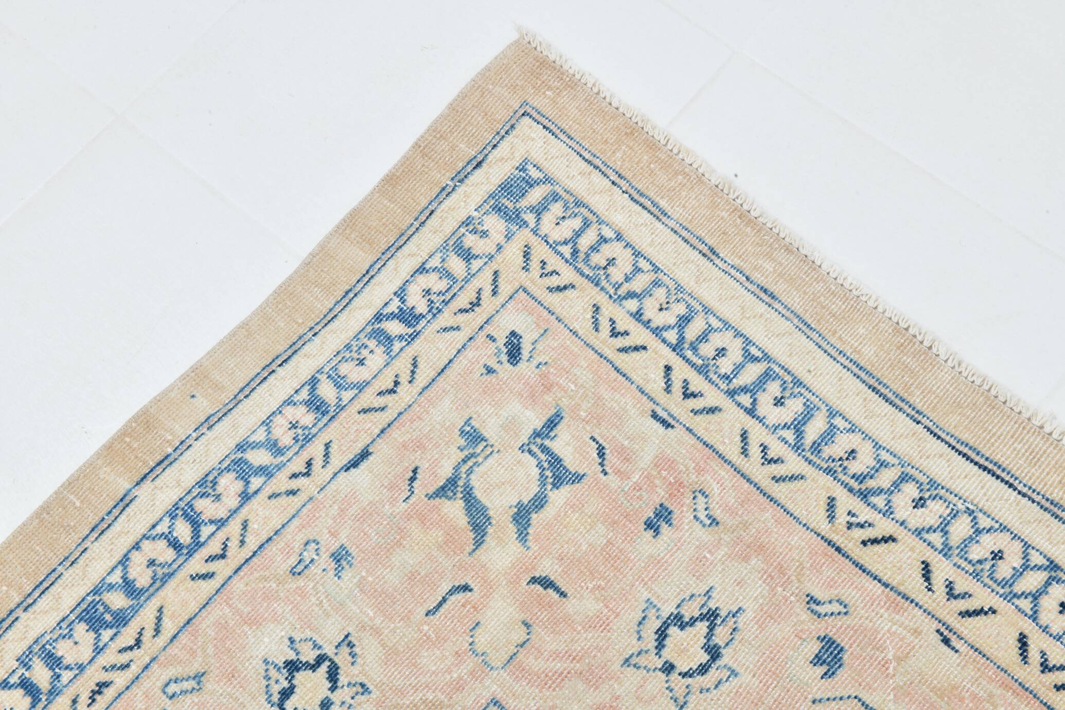 Tapis Vintage Off-White et Rose Poudré, Style Classique, 292x399 Cm