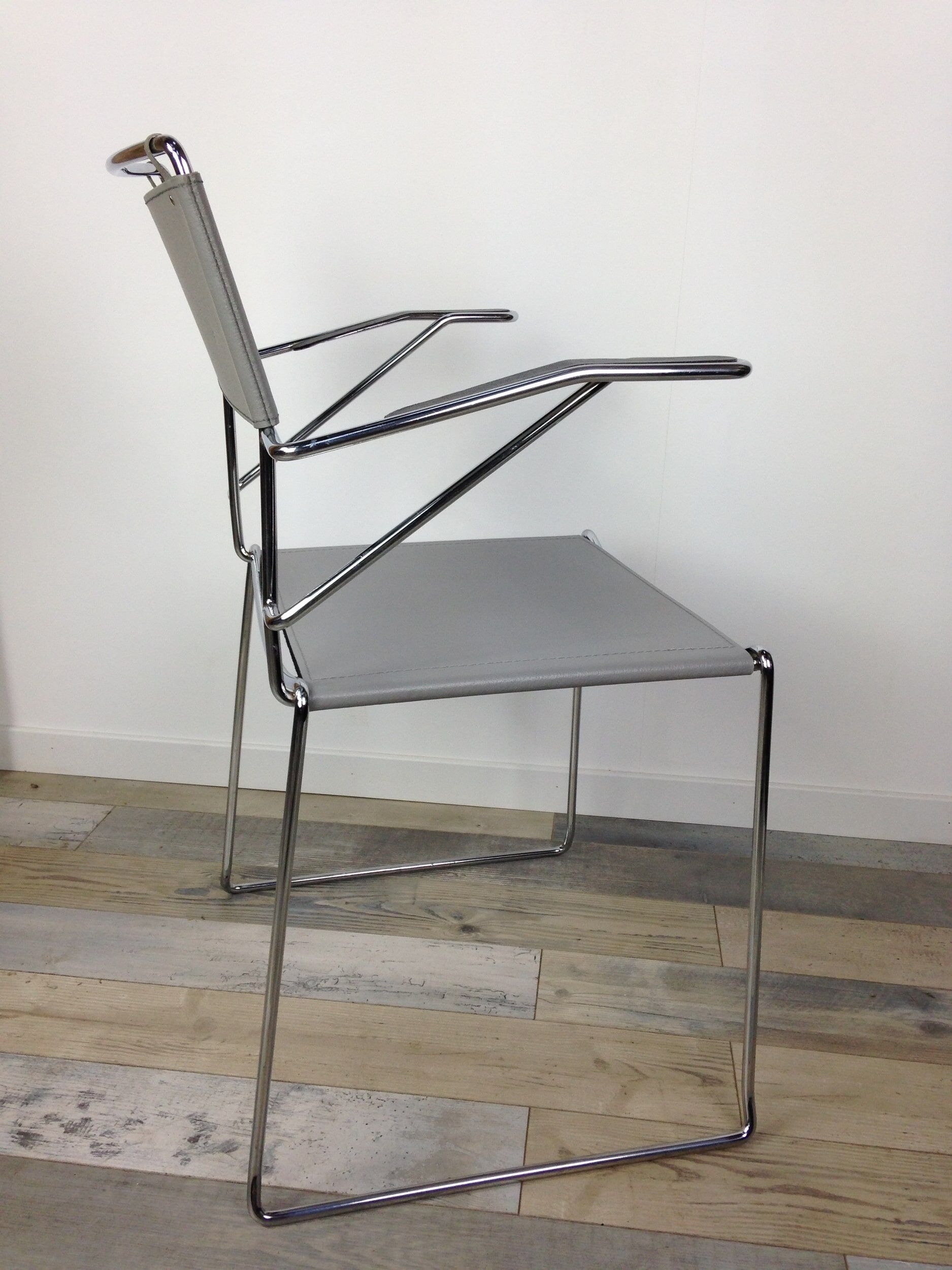 Office chair chrome and grey leather