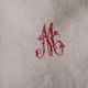 Set of 2 linen tea towels, red embroidery, monogram M