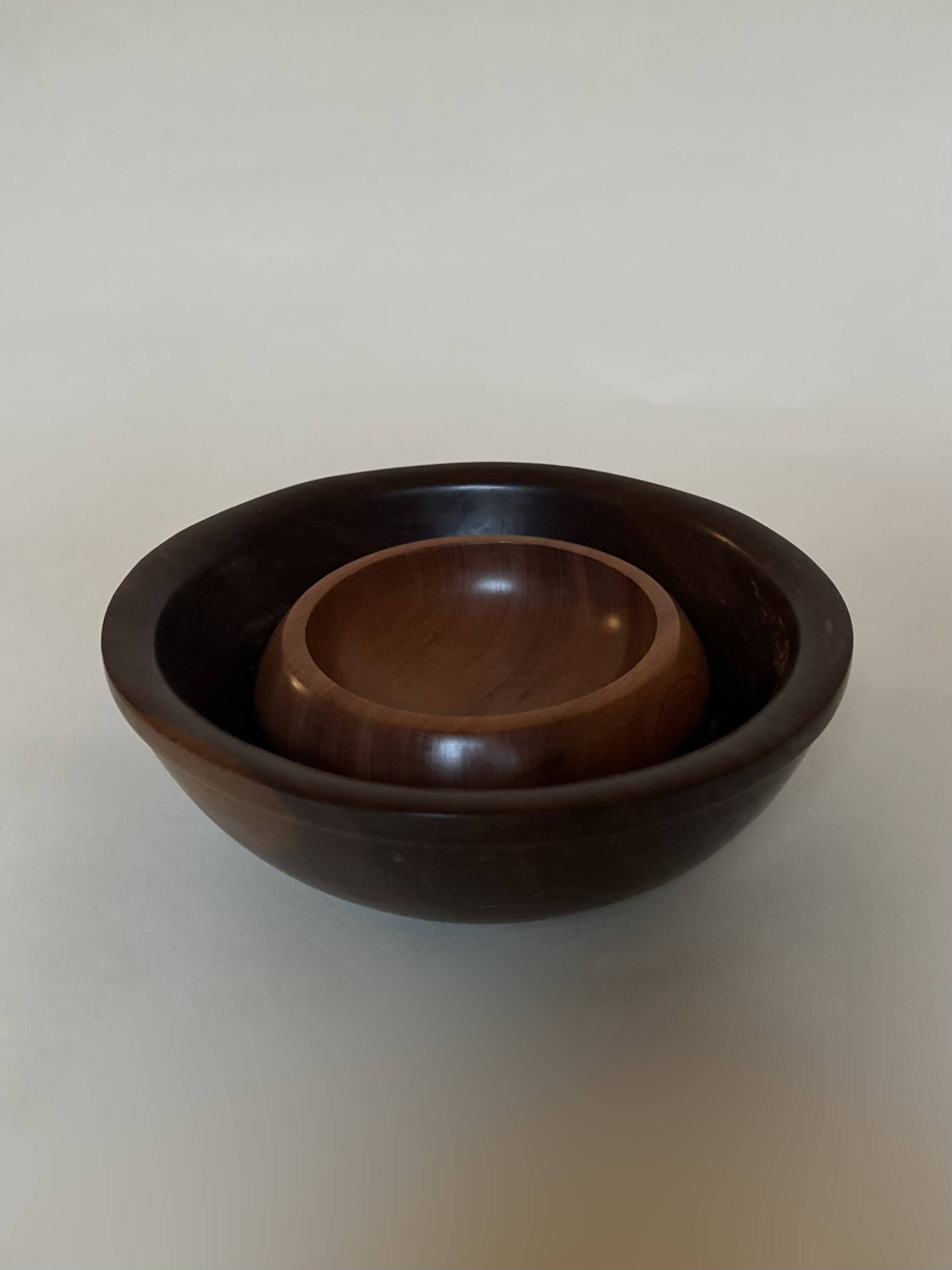 Pair of varnished wooden pocket vases