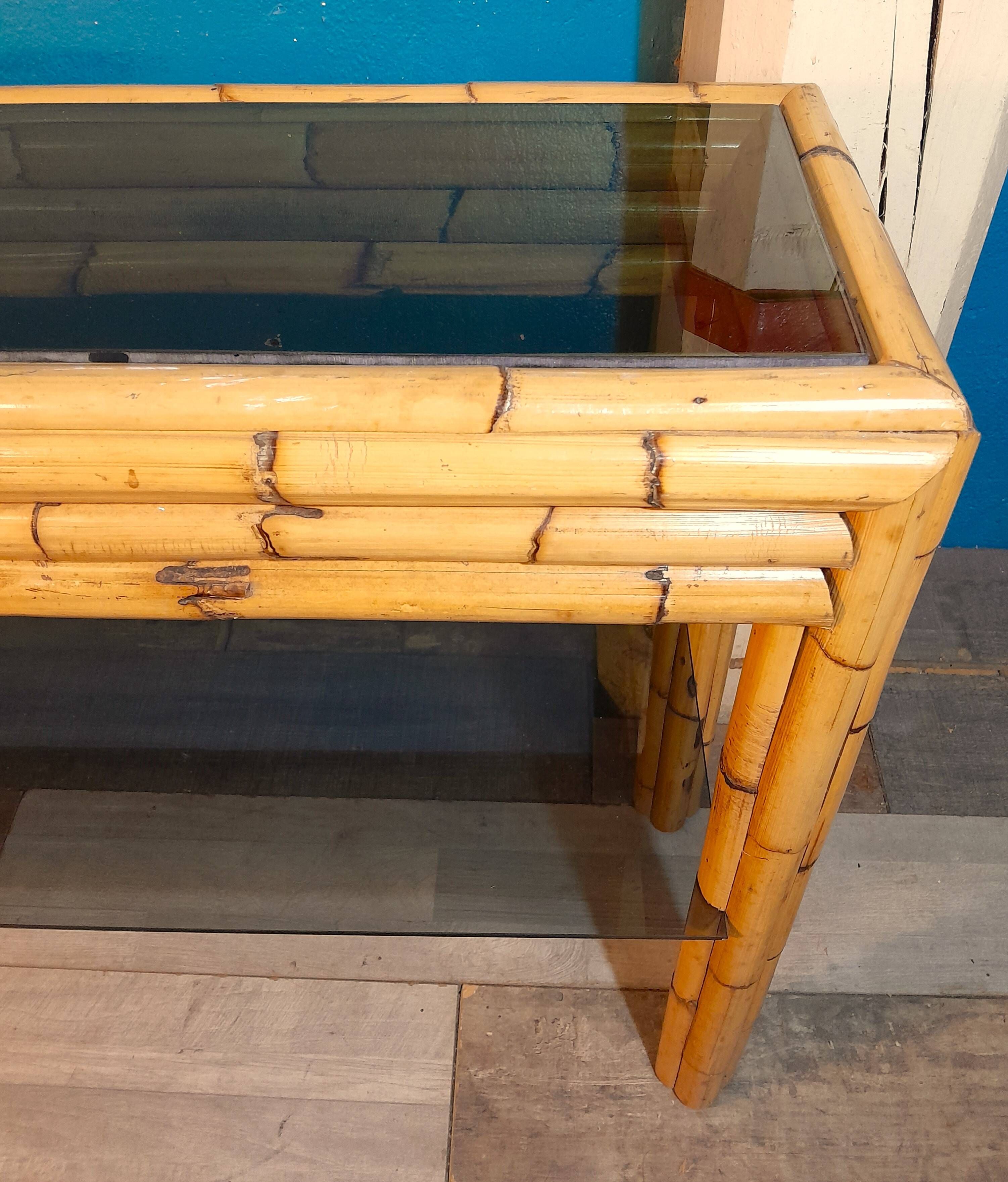 Bamboo console Vivai del Sud 1970s