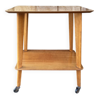 Serving trolley, TV table, varnished wood, 1950s