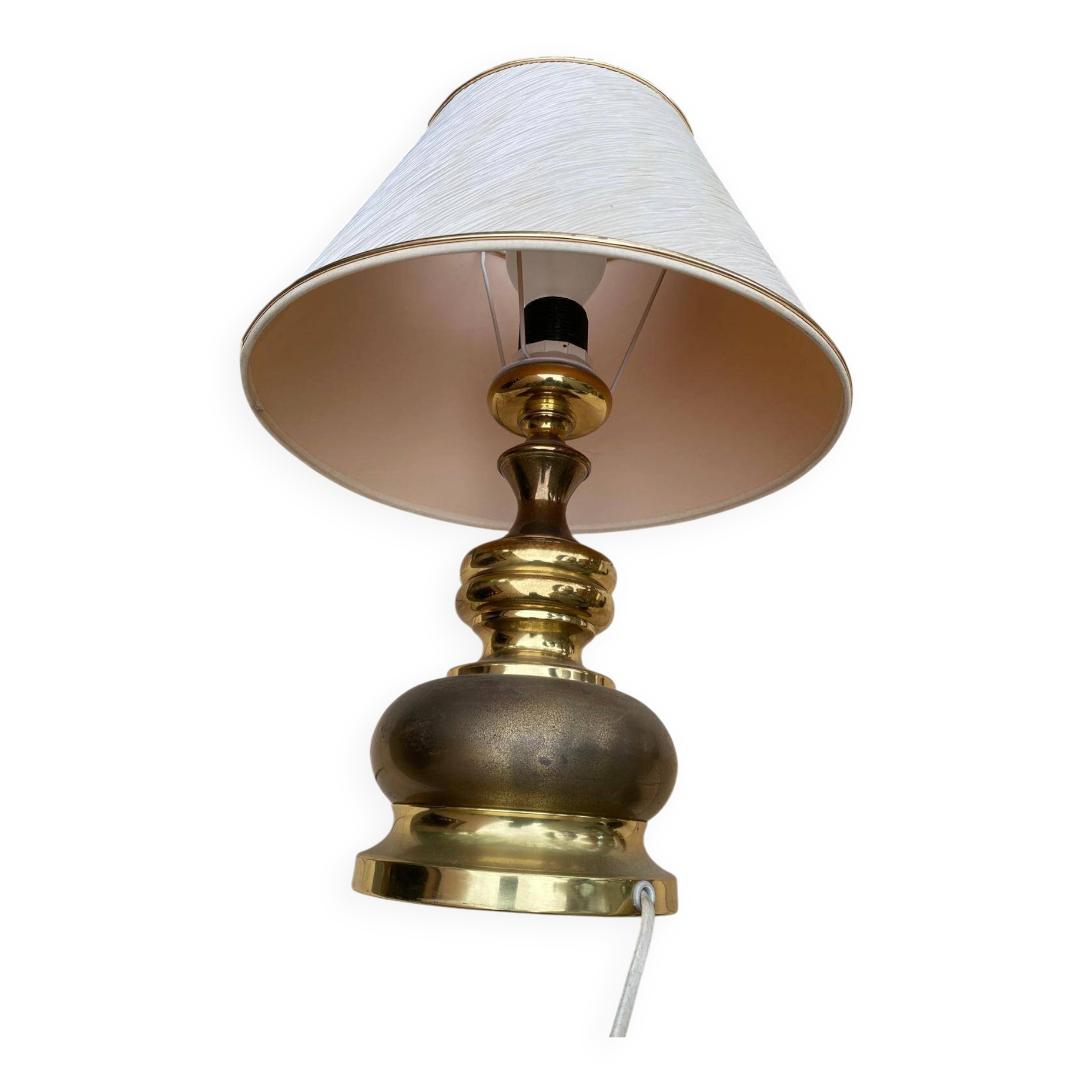 Vintage lamp with a bronze and gold brass ball base by Gura Leuchten.