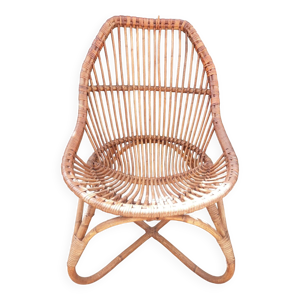 Fauteuil rotin vintage