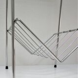 Étagère sellette verre métal chromé porte-revues années 70