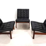 France & Son Set of 3 Modular Leather Armchairs by O. Gjerløv-Knudsen/T. Li