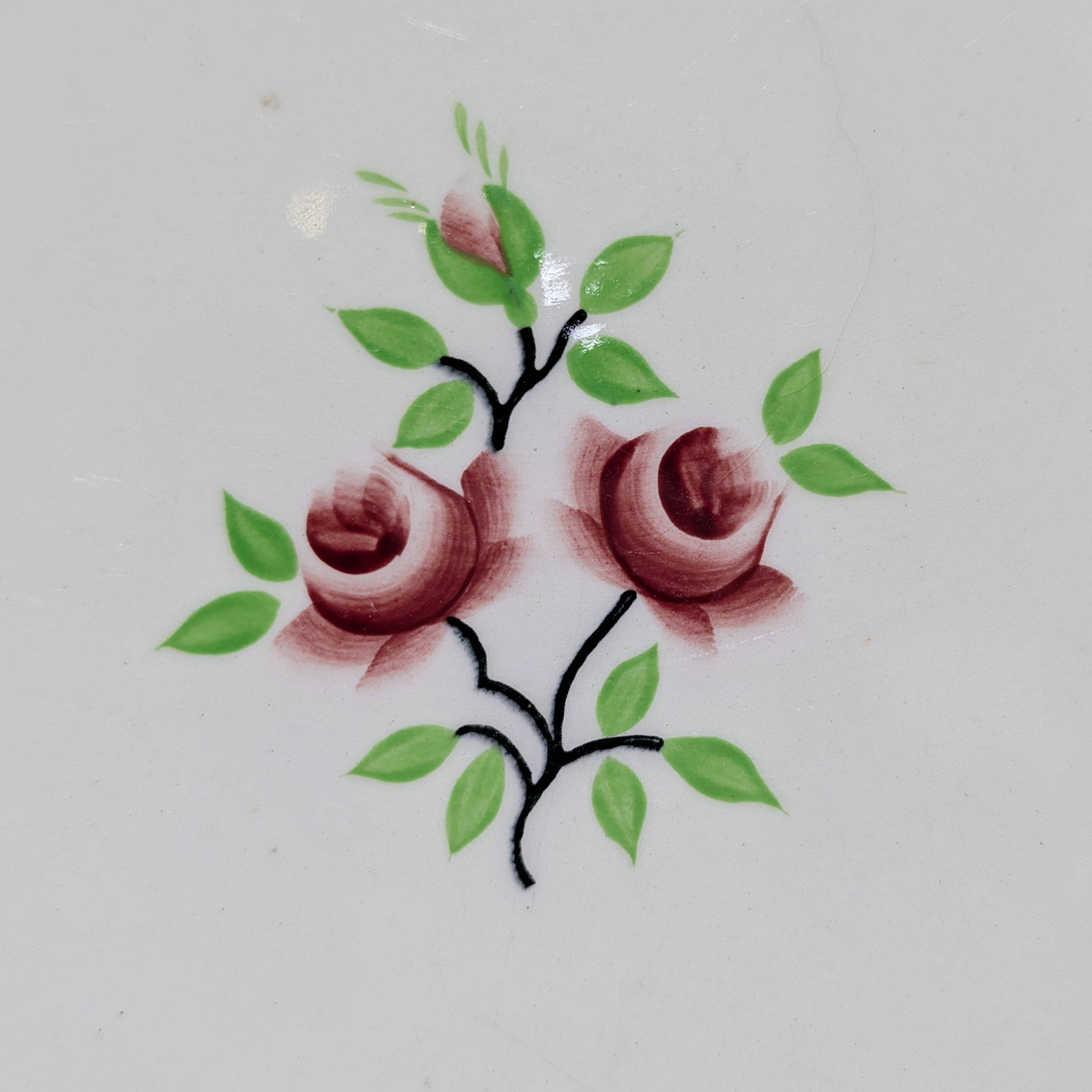 Plat rond Moulin des Loups Orchies modèle Deux Roses