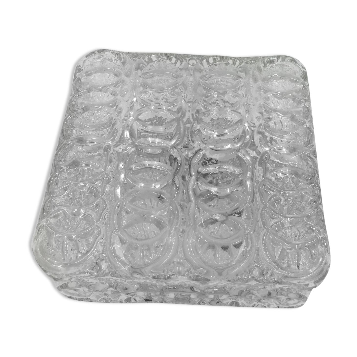 Ceiling lamp in molded glass in relief