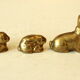 3 solid brass paperweights in the shape of rabbits vintage from the 1960s