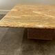 XL vintage square caramel travertine coffee table, 1980s