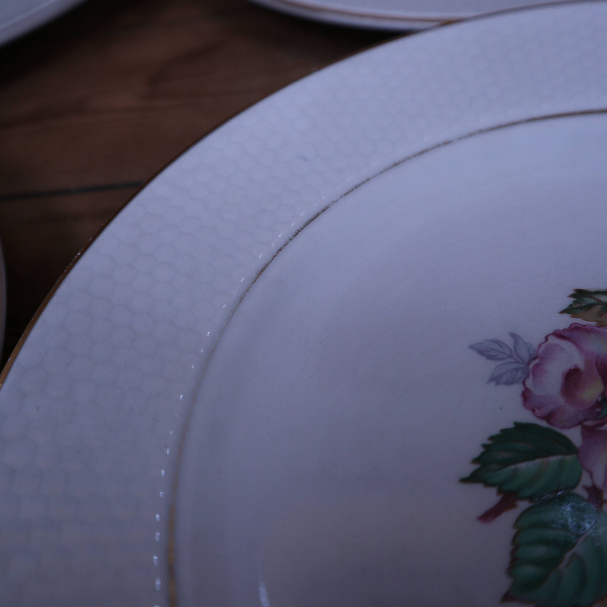 6 floral half porcelain dinner plates KIFO Amandinoise