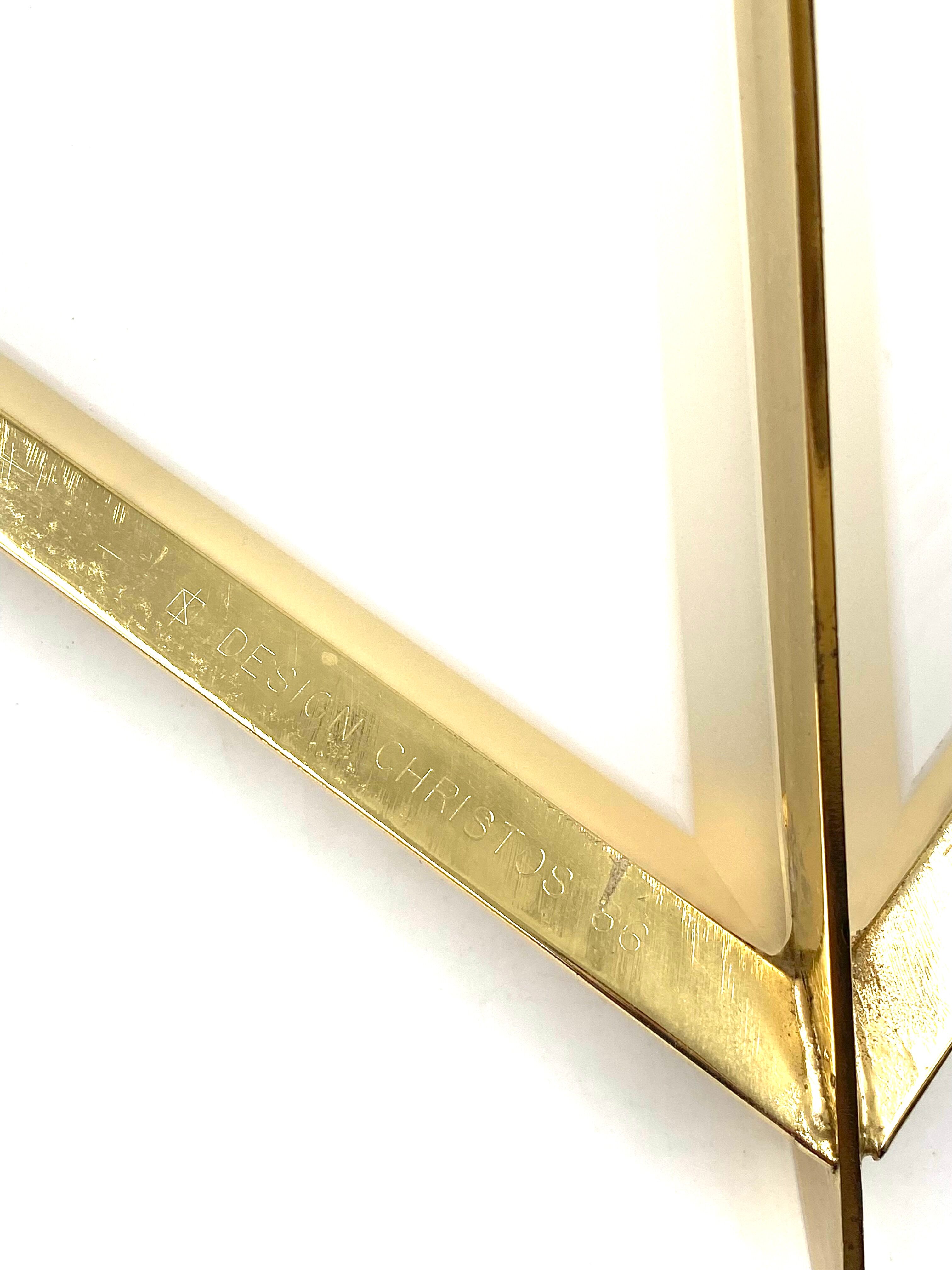 Golden brass Pyramidal table lamp, Christos, Italy 1970