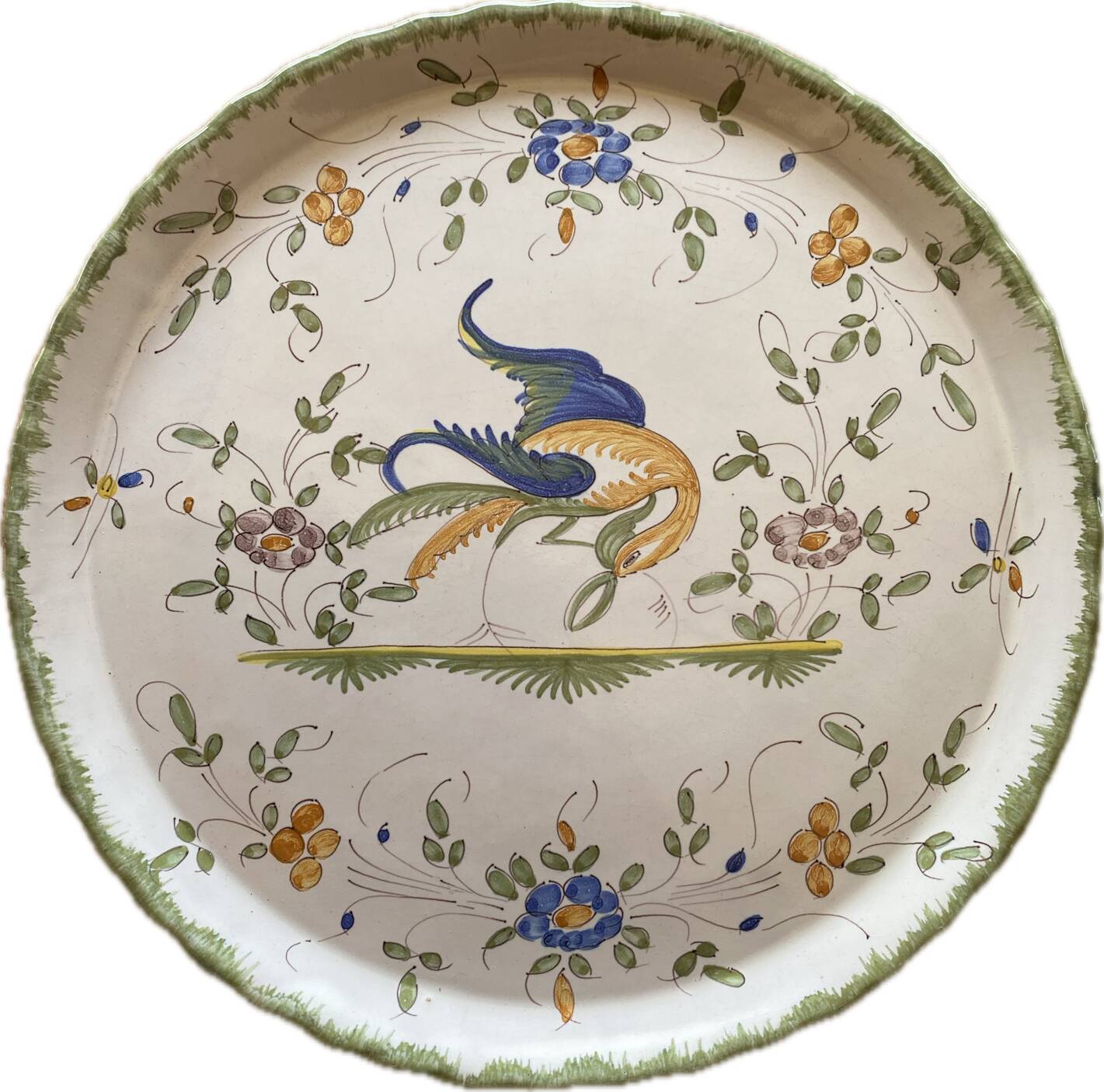 Decorative pie dish in Moustiers porcelain
