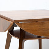 Folding walnut coffee table from the 1950s, Czechoslovakia