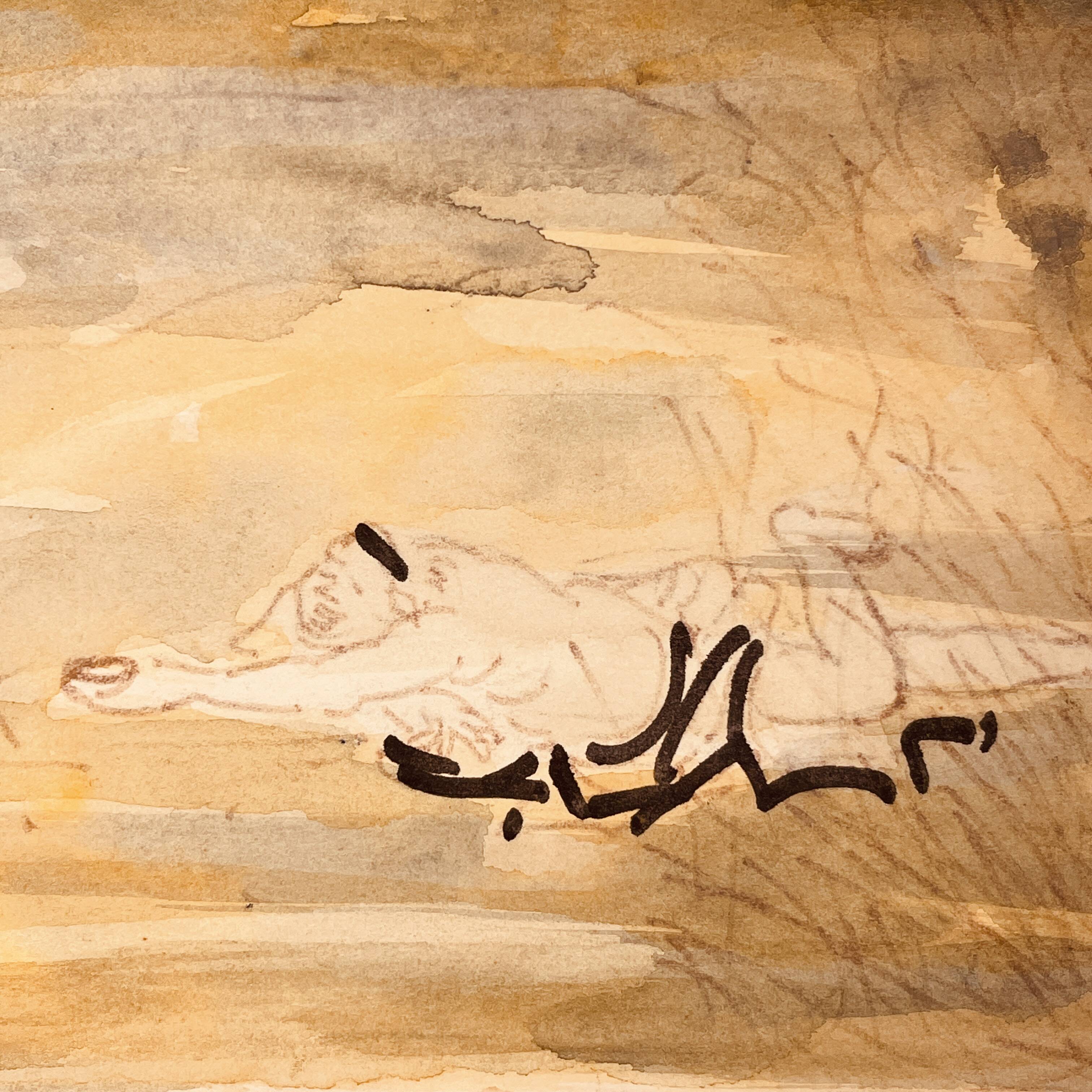 Abstract painting, jan burssens, mixed technique on cardboard, 20th century