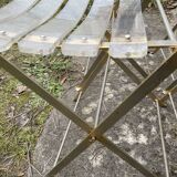 4 folding chairs garden style gilded metal structure and plexiglass slats