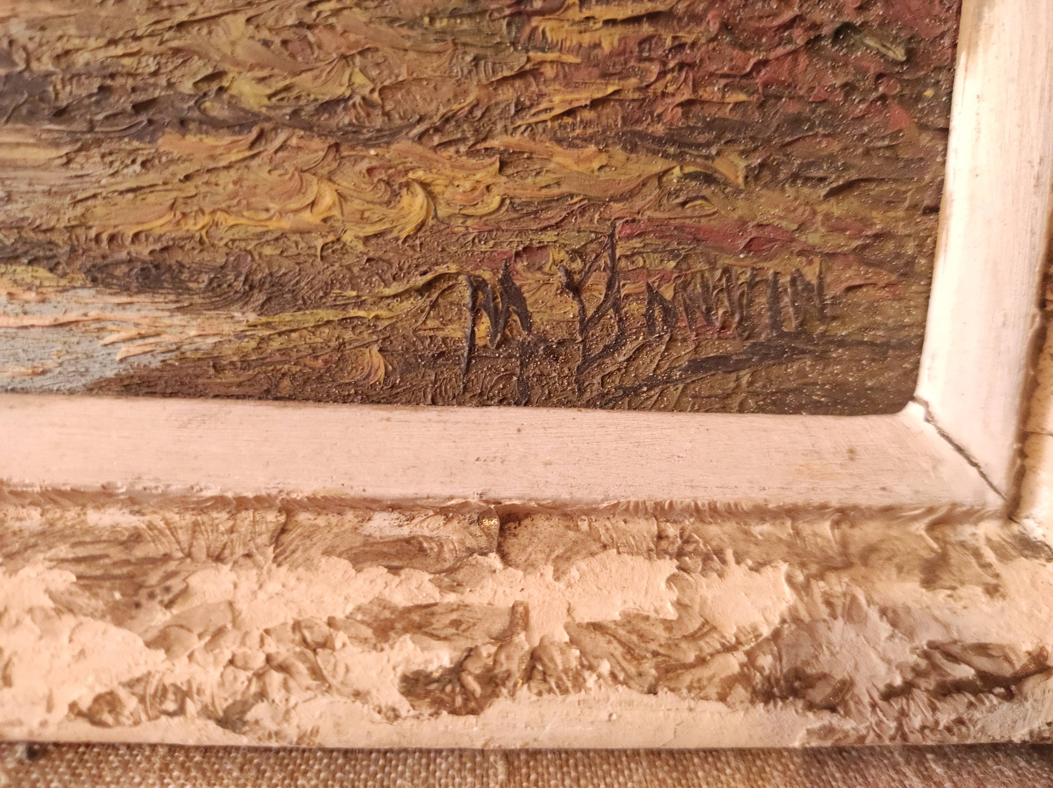 Vintage French oil painting, signed M. Bonvin