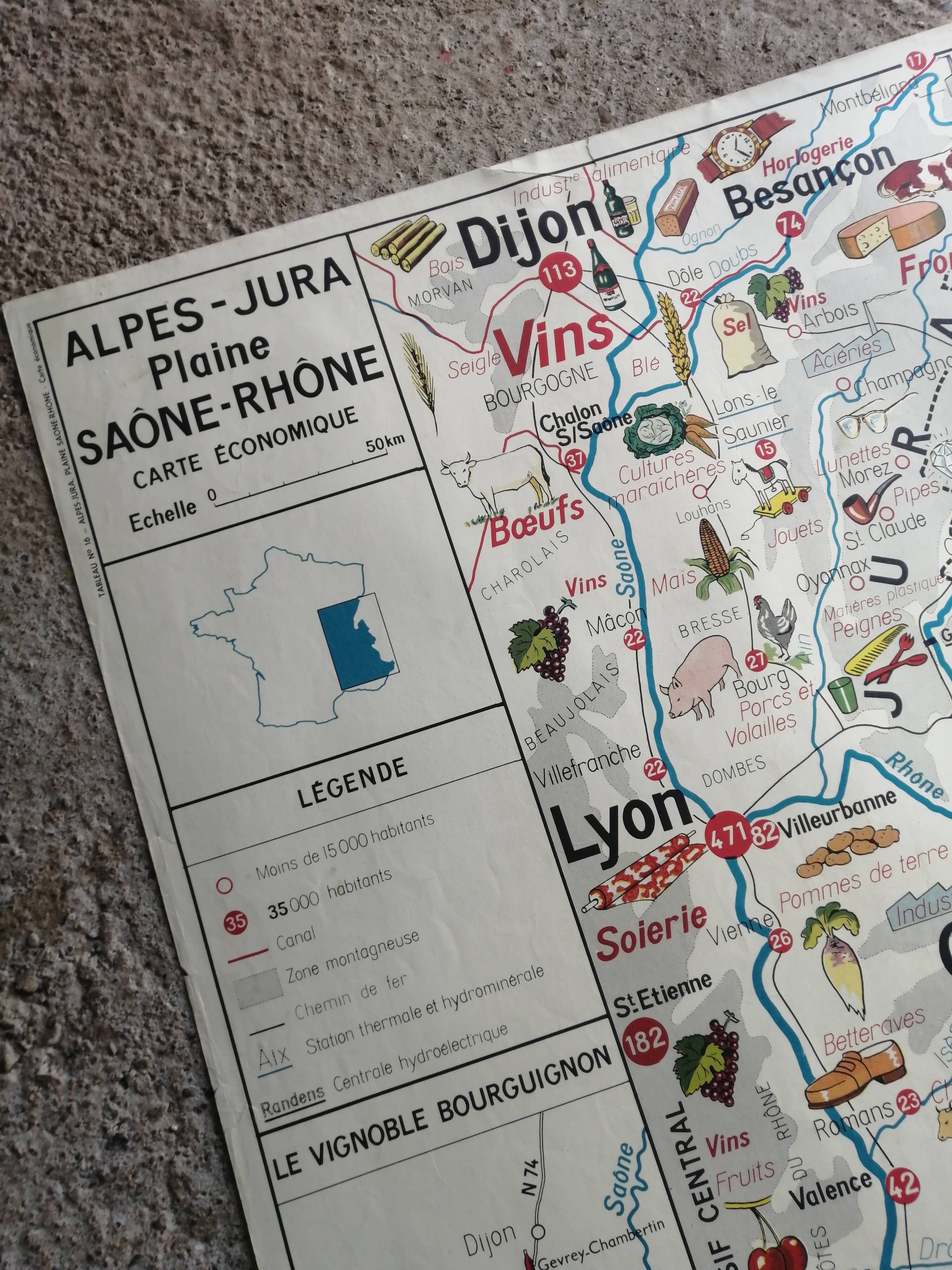 MDI Economic Map Poster - Pyrenees, Aquitaine Basin, Alps and Jura