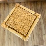 Set of two pull-out tables in rattan and wicker