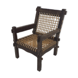 Solid oak and rope lounge chair, The Netherlands 1960's