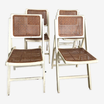 Lot de chaises pliantes avec assises en osier