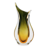 Murano Vase Flavio Poli Seguso Sommerso Green Amber Design 1950s