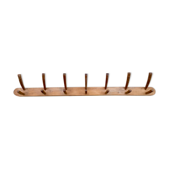 Porte manteau rustique 14 patères en bois - longueur 185 cm