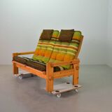 Yngve Ekstrom Scandinavian Design Pinewood 2-Seat Dymling Sofa Swedese 70s