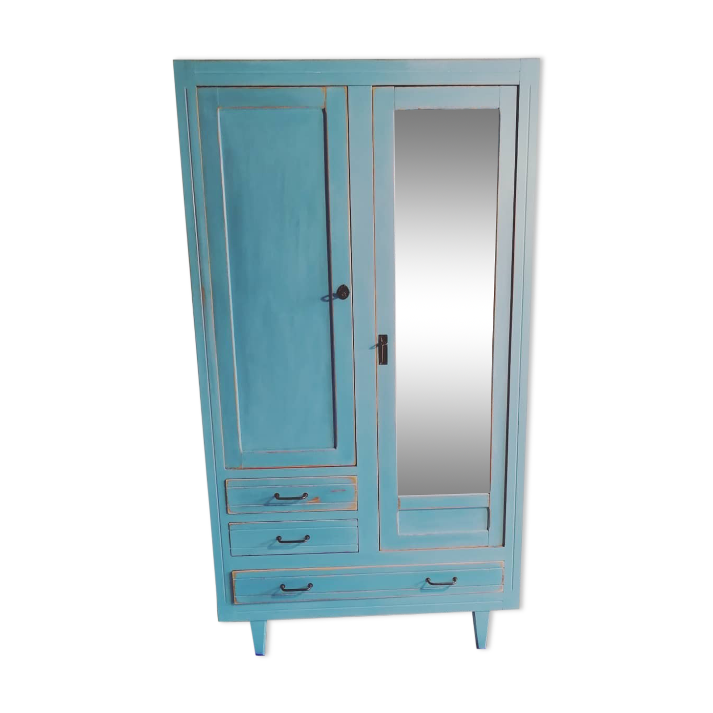 Alysée, Wardrobe/closet, with compass feet, oil blue