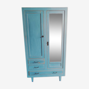 Alysée, Wardrobe/closet, with compass feet, oil blue