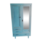 Armoire penderie avec pieds compas bleue pétrole