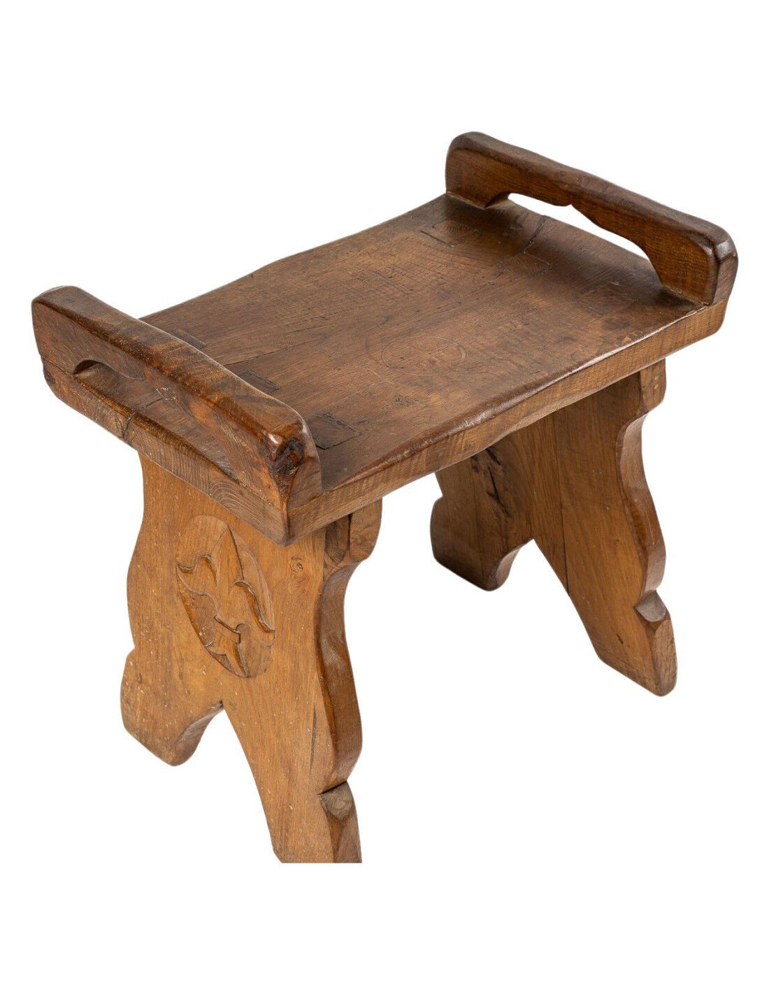Tabouret en bois sculpté, chêne, 1950-1960