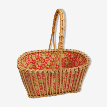 Panier en rotin vintage 70